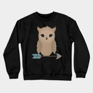 Cute Baby Owl Sitting on Arrow Crewneck Sweatshirt